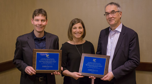 Per Strömblad, Sara Hughes (University of  Toronto, award committee chair) and Bo Malmberg.